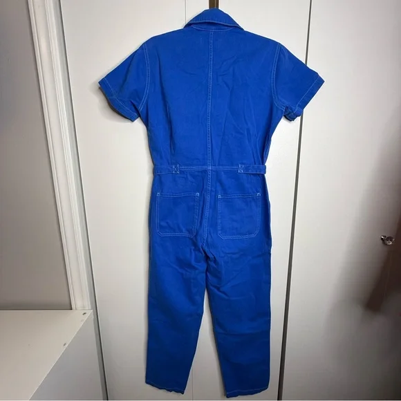 Reformation Morgan Cotton Twill Jumpsuit Blue NWOT size 2 - Picture 5 of 10